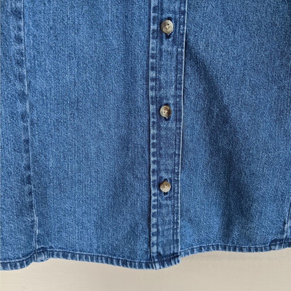 Hand Embroidered Beatles Lyrics Denim Shirt Size Large - Picture 7 of 8